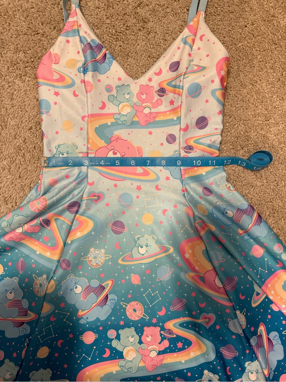 CARE BEARS STRAPPY MINI DRESS SIZE SMALL NWOT TEAL BLUE PINK PURPLES BLACKMILK - Picture 8 of 8